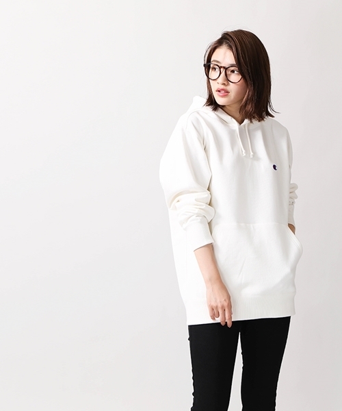 Champion（チャンピオン）の「WEGO/Champion起毛刺繍プルパーカー（パーカー・メンズ・ネイビー/ホワイト/杢グレー/ブラック・MEDIUM/LARGE）」の15枚目の写真