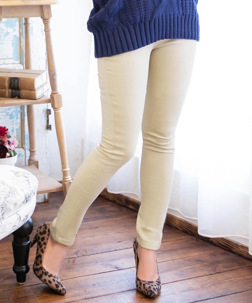 Julia Boutique（ジュリアブティック）の「選べる無地＆デニム・あったかHEAT極暖裏起毛レギンスパンツ/13327（デニムパンツ・レディース・ブラック/グレー/ネイビー/カーキ/ベージュ/オフホワイト/ボルドー/A/B/C・S/M/L/LL/3L/4L/5L/XS）」の4枚目の写真