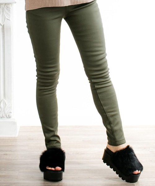 Julia Boutique（ジュリアブティック）の「選べる無地＆デニム・あったかHEAT極暖裏起毛レギンスパンツ/13327（デニムパンツ・レディース・ブラック/グレー/ネイビー/カーキ/ベージュ/オフホワイト/ボルドー/A/B/C・S/M/L/LL/3L/4L/5L/XS）」の5枚目の写真