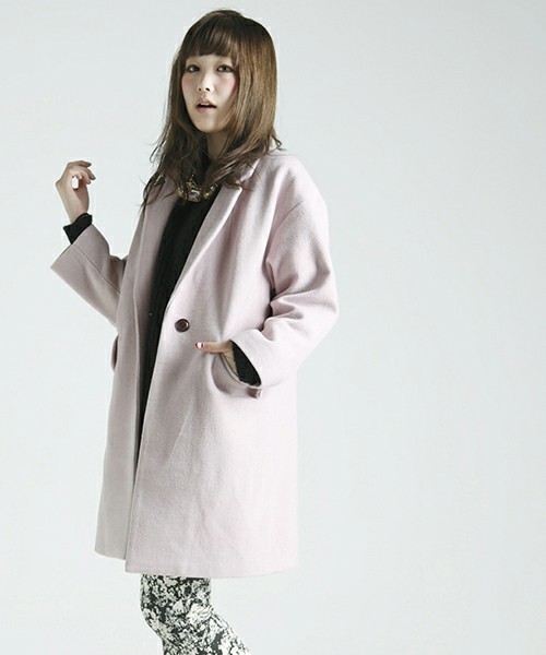 WEGO(ウィゴー)の「WEGO/チェスターコート(ステンカラーコート・レディース・アイボリー/ブラック/ネイビー/ライトピンク・FREE)」の4枚目の写真