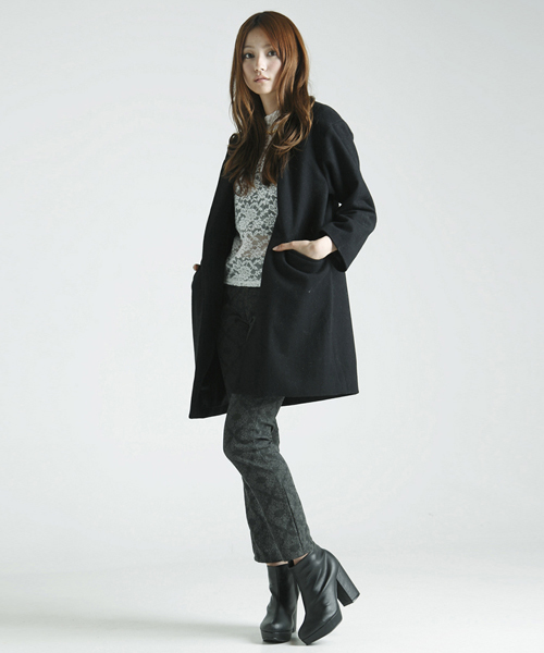 WEGO(ウィゴー)の「WEGO/チェスターコート(ステンカラーコート・レディース・アイボリー/ブラック/ネイビー/ライトピンク・FREE)」の16枚目の写真