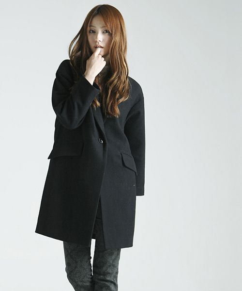 WEGO(ウィゴー)の「WEGO/チェスターコート(ステンカラーコート・レディース・アイボリー/ブラック/ネイビー/ライトピンク・FREE)」の7枚目の写真