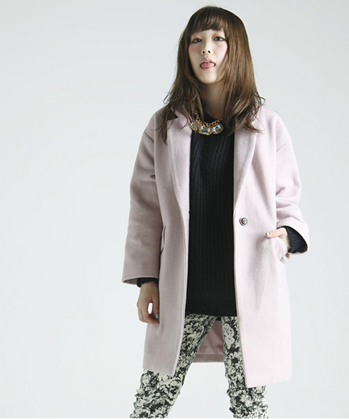 WEGO(ウィゴー)の「WEGO/チェスターコート(ステンカラーコート・レディース・アイボリー/ブラック/ネイビー/ライトピンク・FREE)」の8枚目の写真