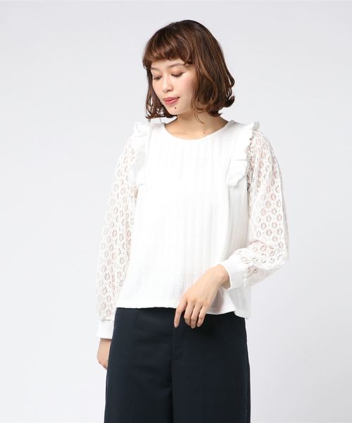 flower(フラワー)の「フローズンフリルトップ(ニット/セーター・レディース・ホワイト/ブルー・FREE)」の8枚目の写真