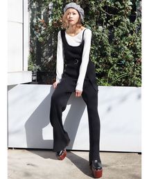 EMODA | アシンメトリーショルダーニットオールインワン(つなぎ/オールインワン)