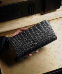 ダブルファスナー クロコダイル 長財布ラウンドファスナー メンズ財布 Crocodile 財布 メンズ 長財布 大容量 本革 ダブルジップ 多機能