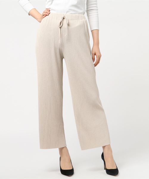 SpRay(スプレイ)の「リブワイドパンツ(その他パンツ・レディース・グレイッシュベージュ/ベージュ/アイボリー/ブラック・FREE)」の7枚目の写真