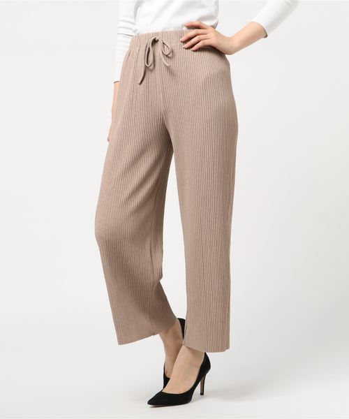 SpRay(スプレイ)の「リブワイドパンツ(その他パンツ・レディース・グレイッシュベージュ/ベージュ/アイボリー/ブラック・FREE)」の9枚目の写真