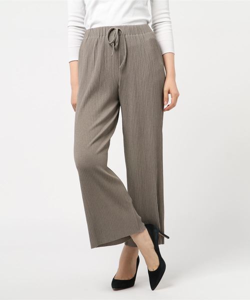 SpRay(スプレイ)の「リブワイドパンツ(その他パンツ・レディース・グレイッシュベージュ/ベージュ/アイボリー/ブラック・FREE)」の10枚目の写真