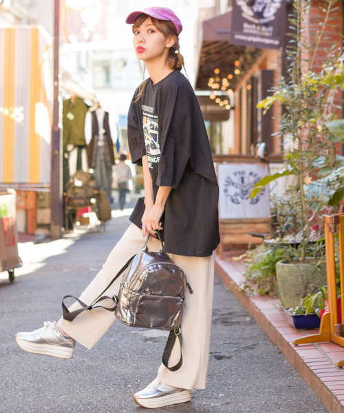 SpRay(スプレイ)の「リブワイドパンツ(その他パンツ・レディース・グレイッシュベージュ/ベージュ/アイボリー/ブラック・FREE)」の12枚目の写真