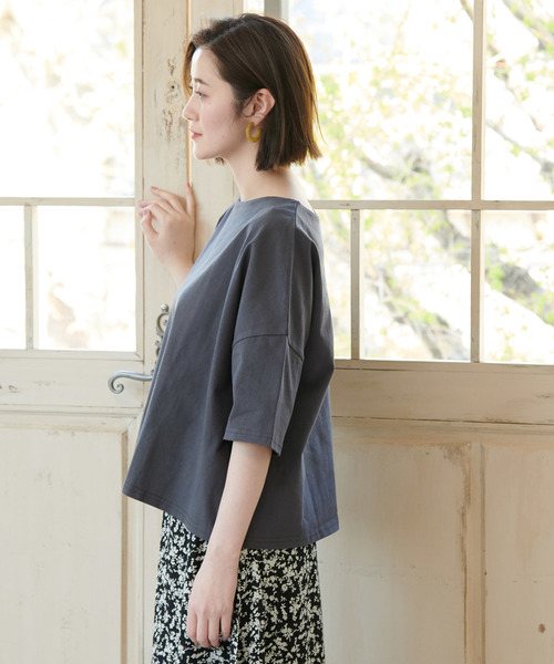 ROPE' PICNIC(ロペピクニック)の「天竺ドロップショルダープルオーバー(Tシャツ/カットソー・レディース・ホワイト/ピンク/イエロー/スミクロ・40/38)」の14枚目の写真