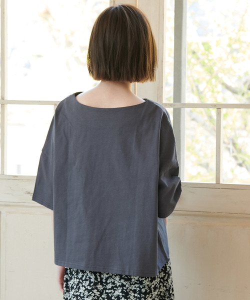 ROPE' PICNIC(ロペピクニック)の「天竺ドロップショルダープルオーバー(Tシャツ/カットソー・レディース・ホワイト/ピンク/イエロー/スミクロ・40/38)」の13枚目の写真
