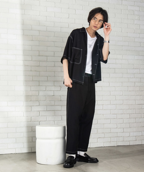 WEGO(ウィゴー)の「WEGO/【セットアップ対応商品】ステッチテーパードパンツ(その他パンツ・メンズ・ブラック/ベージュ・MEDIUM/LARGE)」の3枚目の写真