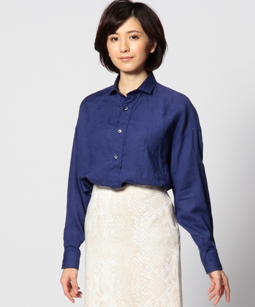 UNITED ARROWS（ユナイテッドアローズ）の「＜LE GLAZIK (ル・グラジック)＞ リネン スキッパーシャツ（シャツ/ブラウス・レディース・ホワイト/コバルトブルー・フリー）」の2枚目の写真