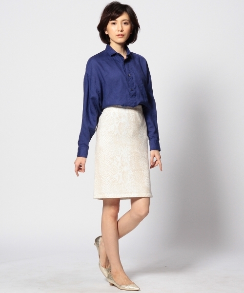 UNITED ARROWS（ユナイテッドアローズ）の「＜LE GLAZIK (ル・グラジック)＞ リネン スキッパーシャツ（シャツ/ブラウス・レディース・ホワイト/コバルトブルー・フリー）」の7枚目の写真