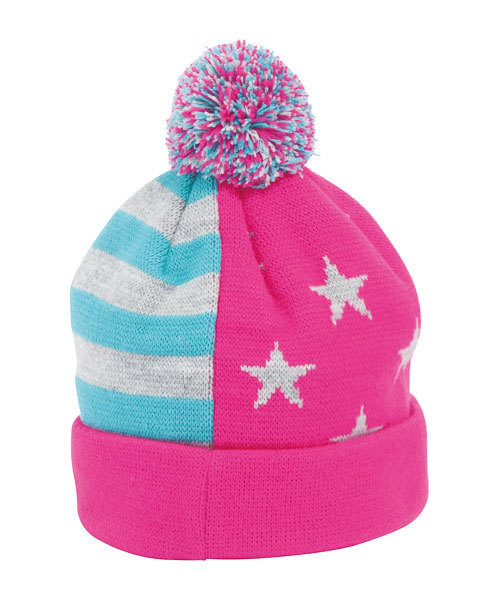 X-girl Stages(エックスガールステージス)の「“OLD GLORY” KNIT CAP(ニットキャップ/ビーニー・キッズ・ネイビー/ピンク・ONE SIZE)」の4枚目の写真