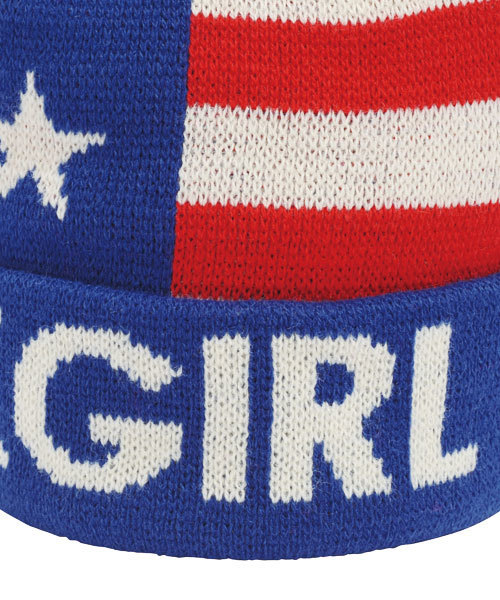 X-girl Stages(エックスガールステージス)の「“OLD GLORY” KNIT CAP(ニットキャップ/ビーニー・キッズ・ネイビー/ピンク・ONE SIZE)」の5枚目の写真