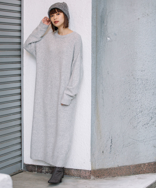 Munich(ミューニック)の「フォックスミックスヤーンニットマキシワンピース(ワンピース・レディース・ブラック/パープル/サーモンピンク/グレー・FREE)」の3枚目の写真