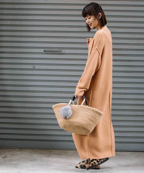 Munich(ミューニック)の「フォックスミックスヤーンニットマキシワンピース(ワンピース・レディース・ブラック/パープル/サーモンピンク/グレー・FREE)」の6枚目の写真