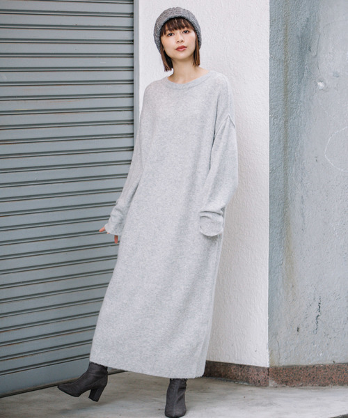 Munich(ミューニック)の「フォックスミックスヤーンニットマキシワンピース(ワンピース・レディース・ブラック/パープル/サーモンピンク/グレー・FREE)」の14枚目の写真