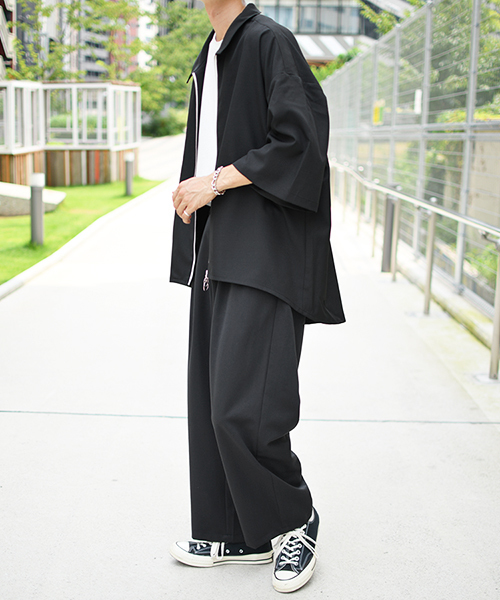 kutir（クティール）の「フルジップハーフスリーブシャツ（シャツ/ブラウス・メンズ・ブラック/ベージュ/モカ・MEDIUM/LARGE）」の5枚目の写真