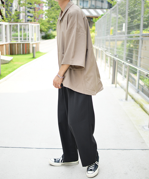 kutir（クティール）の「フルジップハーフスリーブシャツ（シャツ/ブラウス・メンズ・ブラック/ベージュ/モカ・MEDIUM/LARGE）」の12枚目の写真