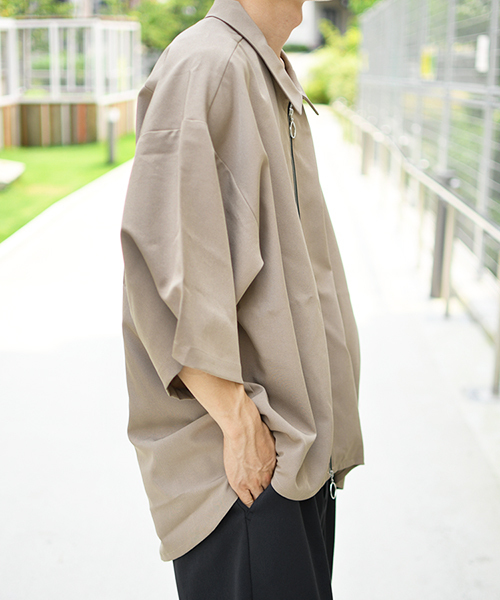 kutir（クティール）の「フルジップハーフスリーブシャツ（シャツ/ブラウス・メンズ・ブラック/ベージュ/モカ・MEDIUM/LARGE）」の15枚目の写真