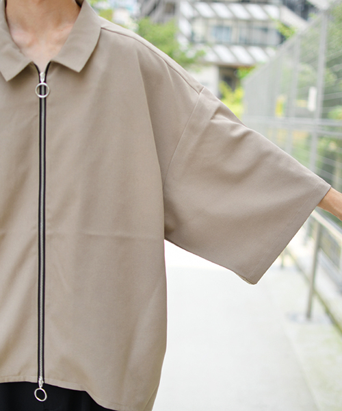 kutir（クティール）の「フルジップハーフスリーブシャツ（シャツ/ブラウス・メンズ・ブラック/ベージュ/モカ・MEDIUM/LARGE）」の17枚目の写真