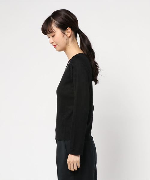 axes femme（アクシーズファム）の「お花カットワークＰＯ（Tシャツ/カットソー・レディース・キナリ/ピンク系その他/ブラウン/ブラック・MEDIUM）」の5枚目の写真