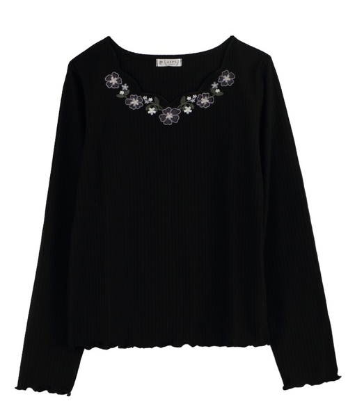 axes femme（アクシーズファム）の「お花カットワークＰＯ（Tシャツ/カットソー・レディース・キナリ/ピンク系その他/ブラウン/ブラック・MEDIUM）」の2枚目の写真