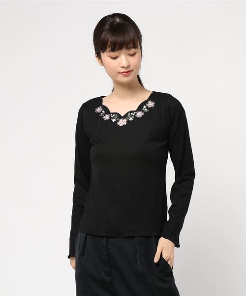 axes femme（アクシーズファム）の「お花カットワークＰＯ（Tシャツ/カットソー・レディース・キナリ/ピンク系その他/ブラウン/ブラック・MEDIUM）」の8枚目の写真