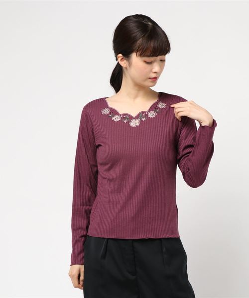 axes femme（アクシーズファム）の「お花カットワークＰＯ（Tシャツ/カットソー・レディース・キナリ/ピンク系その他/ブラウン/ブラック・MEDIUM）」の10枚目の写真