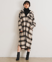 Aunt Marie's | AUNT MARIE'S チェックCPOロングシャツアウター(シャツワンピース)