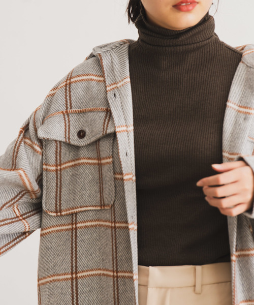 Aunt Marie's(アントマリーズ)の「AUNT MARIE'S チェックCPOロングシャツアウター(シャツワンピース・レディース・ブラック/ブラウン/グレー・FREE)」の22枚目の写真