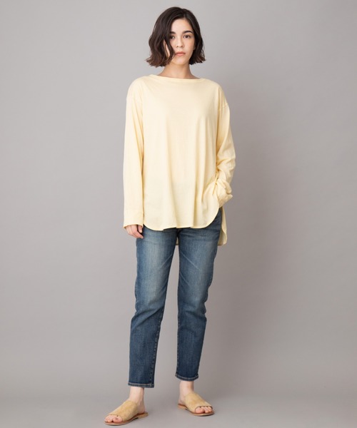 Munich（ミューニック）の「コットンリヨセルハイゲージジャージー　ラウンドヘムTシャツ（Tシャツ/カットソー・レディース・ホワイト/ライトグリーン/ダークグレー/ダークベージュ/ペールイエロー/ブラック/ライトベージュ・FREE）」の18枚目の写真