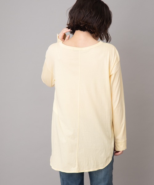 Munich（ミューニック）の「コットンリヨセルハイゲージジャージー　ラウンドヘムTシャツ（Tシャツ/カットソー・レディース・ホワイト/ライトグリーン/ダークグレー/ダークベージュ/ペールイエロー/ブラック/ライトベージュ・FREE）」の15枚目の写真