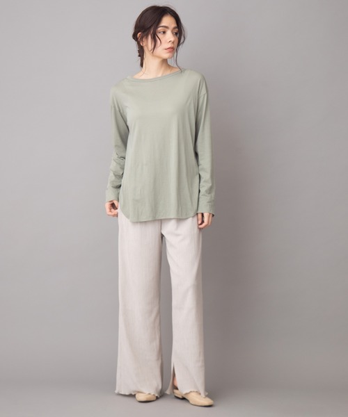 Munich（ミューニック）の「コットンリヨセルハイゲージジャージー　ラウンドヘムTシャツ（Tシャツ/カットソー・レディース・ホワイト/ライトグリーン/ダークグレー/ダークベージュ/ペールイエロー/ブラック/ライトベージュ・FREE）」の12枚目の写真