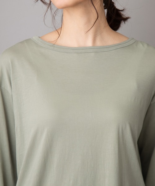 Munich（ミューニック）の「コットンリヨセルハイゲージジャージー　ラウンドヘムTシャツ（Tシャツ/カットソー・レディース・ホワイト/ライトグリーン/ダークグレー/ダークベージュ/ペールイエロー/ブラック/ライトベージュ・FREE）」の10枚目の写真