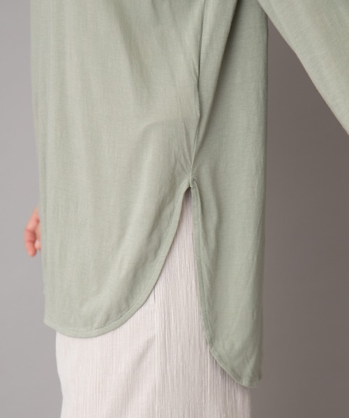 Munich（ミューニック）の「コットンリヨセルハイゲージジャージー　ラウンドヘムTシャツ（Tシャツ/カットソー・レディース・ホワイト/ライトグリーン/ダークグレー/ダークベージュ/ペールイエロー/ブラック/ライトベージュ・FREE）」の16枚目の写真