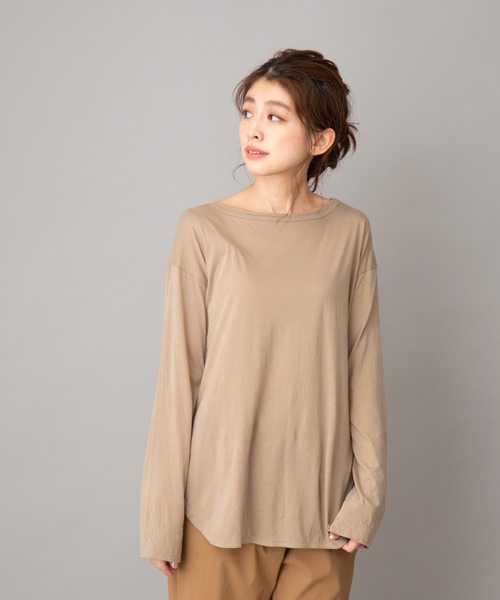 Munich（ミューニック）の「コットンリヨセルハイゲージジャージー　ラウンドヘムTシャツ（Tシャツ/カットソー・レディース・ホワイト/ライトグリーン/ダークグレー/ダークベージュ/ペールイエロー/ブラック/ライトベージュ・FREE）」の20枚目の写真