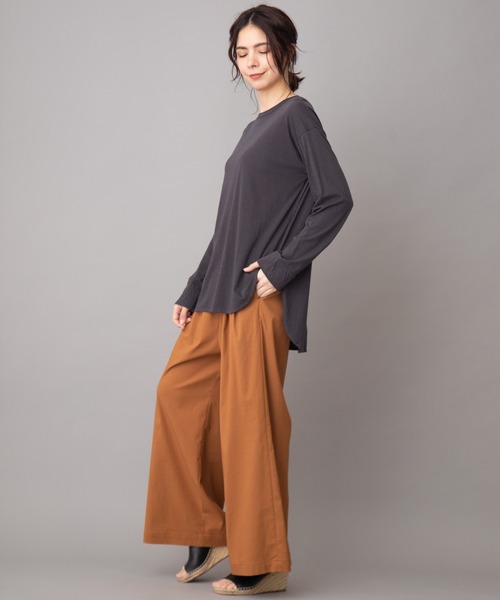 Munich（ミューニック）の「コットンリヨセルハイゲージジャージー　ラウンドヘムTシャツ（Tシャツ/カットソー・レディース・ホワイト/ライトグリーン/ダークグレー/ダークベージュ/ペールイエロー/ブラック/ライトベージュ・FREE）」の11枚目の写真