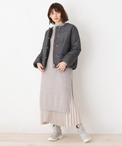 grove(グローブ)の「【3Lまで】ジャケット+ニットワンピ+スカート3点SET(ノーカラージャケット・レディース・ガンメタ/キャメル・02/03/04/05)」の12枚目の写真