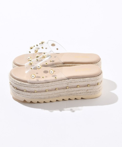 one after another NICE CLAUP（ワンアフターアナザーナイスクラップ）の「ジュート厚底フラットサンダル（サンダル・レディース・ゴールド系その他/ミント/クリア・LARGE/SMALL/MEDIUM）」の6枚目の写真