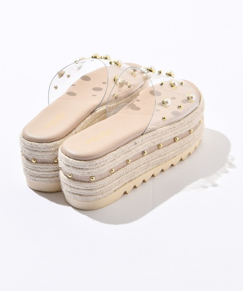 one after another NICE CLAUP（ワンアフターアナザーナイスクラップ）の「ジュート厚底フラットサンダル（サンダル・レディース・ゴールド系その他/ミント/クリア・LARGE/SMALL/MEDIUM）」の7枚目の写真