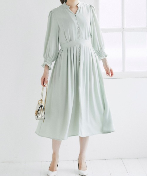 Tocco Closet トッコ クローゼット の 袖口シャーリングフロントボタンワンピース ワンピース Wear