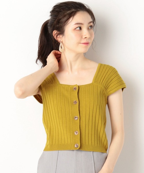 archives(アルシーヴ)の「強撚レーヨン前開きキャミニットTOPS(ニット/セーター・レディース・ブラック/ベージュ/イエロー/ピンクベージュ/ブルー・MEDIUM)」の4枚目の写真