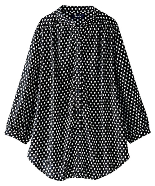 シャツ ブラウス レーヨン素材ギャザーデザインブラウス 花柄 上品 高級感 L レーヨン素材ギャザーデザインブラウス - ベルーナ公式