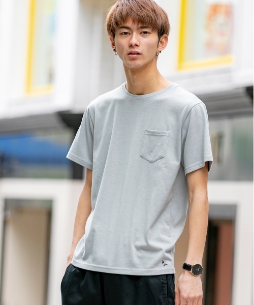 London Denim（ロンドンデニム）の「18/- TC 天竺 ポケット付き クルーネック 半袖 Tシャツ（Tシャツ/カットソー・メンズ・ホワイト/ブラック/ネイビー/グレー/カーキ/ピンク/ライトイエロー/ライトピンク・M/L/XL）」の4枚目の写真