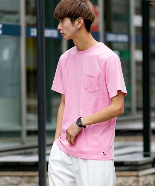 London Denim（ロンドンデニム）の「18/- TC 天竺 ポケット付き クルーネック 半袖 Tシャツ（Tシャツ/カットソー・メンズ・ホワイト/ブラック/ネイビー/グレー/カーキ/ピンク/ライトイエロー/ライトピンク・M/L/XL）」の8枚目の写真