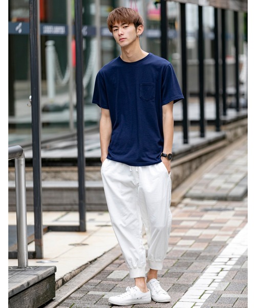London Denim（ロンドンデニム）の「18/- TC 天竺 ポケット付き クルーネック 半袖 Tシャツ（Tシャツ/カットソー・メンズ・ホワイト/ブラック/ネイビー/グレー/カーキ/ピンク/ライトイエロー/ライトピンク・M/L/XL）」の13枚目の写真